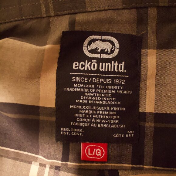 Men’s Ecko Unltd Plaid Button-Up Shirt - Size L - Picture 3 of 3
